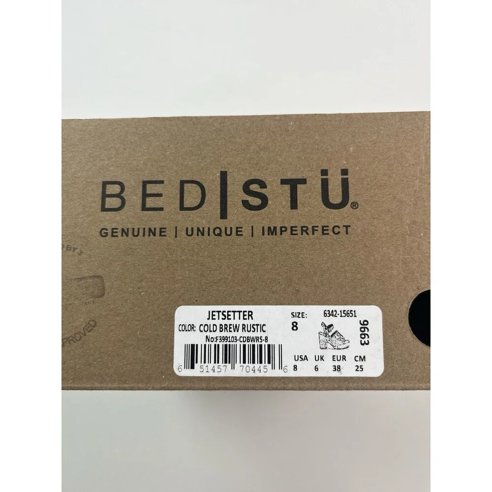 Bed Stu Jetsetter Wooden Clog Sandals 8 Cold Brew Rustic Leather Boho Platform